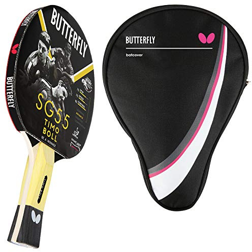Butterfly® Timo Boll SG55 Tischtennisschläger | Tischtennis Racket Bat Hobby Training | geübte Freizeitspieler | hochwertig | ITTF zertifizierter Pan Asia Belag | anatomische Griffform mit smart.Grip