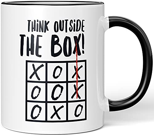 JUNIWORDS Tasse, Think Outside the Box! (1001888), Wähle Farbe, Schwarz
