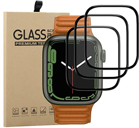 Young & Ming 3 Unidades Protector De Pantalla Para Apple Watch Series 9 41mm/Series 8 41mm/Series 7, [3 pack] Cobertura Completa 9H Dureza Cristal Templado para Apple Watch 41mm