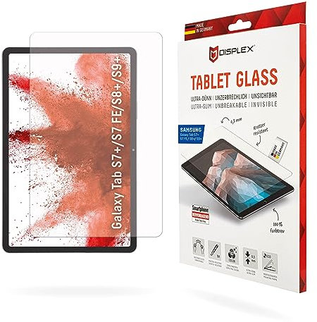 Displex Tablet Glass (9H) für Samsung Galaxy Tab S7/S8/S9/S9FE/S10FE/S10Lite, Eco-Montagerahmen L-Form, unzerbrechlich, ultra-dünn, unsichtbar
