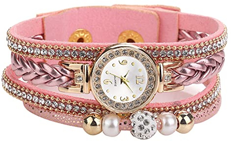 Bohème Bracelet Simple Cadeau Fête D'été Rétro Multicouche Perles Bracelet Tressé Femme Chiffre Arabe Montre à Quartz