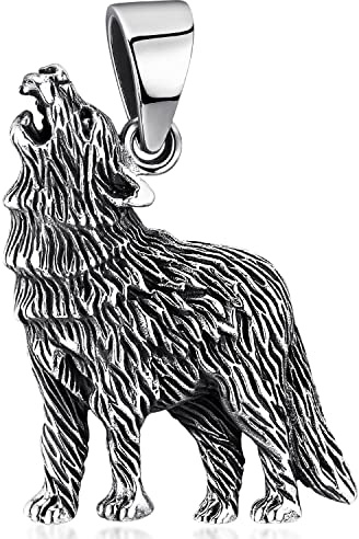 MATERIA by Matthias Wagner Herren Kettenanhänger Wolf aus 925 Sterling-Silber geschwärzt