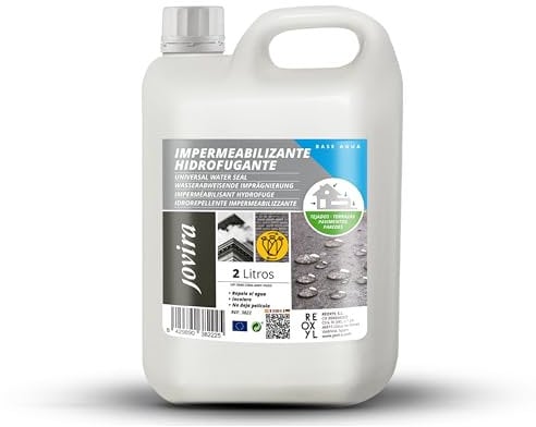 JOVIRA PINTURAS Impermeabilizante Hidrofugante. Transparente e Invisible. Total protección en suciedad de fachadas, cubiertas, baldosas, hormigón, terrazas, tejados. Repelente al agua. (2 Litros) A-3