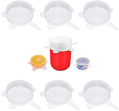 Coperchi in silicone estensibile cucina riutilizzabili ecologici Coperchi di latta per alimenti per animali domestici Coperchi per barattoli di vetro Coperchi in vetro (6 Pezzi)