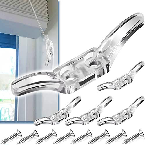 Cord Cleats for Blinds, 4pcs Winder, Transparent Plastic Cleat With Screws for Window Curtains, Sun Shades, Ropes