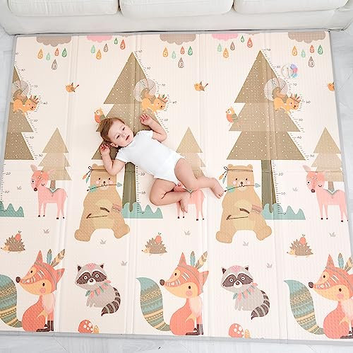Krabbelmatte Baby Faltbar Spielmatte Kinder Spieldecke 180x200x1.5cm Krabbeldecke Für Baby - Babymatte Kindermatte - Schaumstoffmatte Kinderteppich- Spielteppich - Bodenmatte Kinder - Babygeschenk