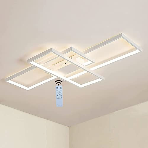 J.SUNUN Dimmbar LED Deckenleuchte Mit Fernbedienung 80cm Rechteckig Leuchten Deckenlampe Mit Memory Funktion,3000K-6000K Warm Natur Kalt Weiß Deckenpanel Für Schlafzimmer Wohnzimmer Küche Schmücken