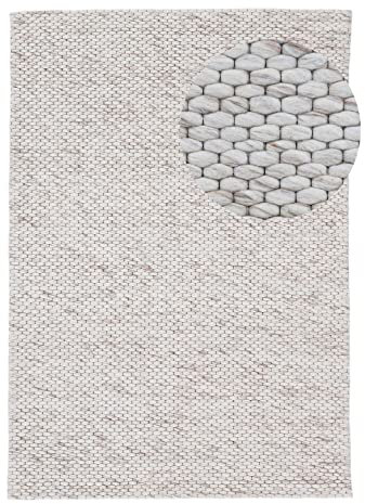 carpetfine Wollteppich Sina weicher handweb Teppich Natur Beige meliert 60x90 cm | Zeitloser Wollteppich für Wohnzimmer, Schlafzimmer & Kinderzimmer