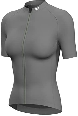 Lo.gas Radtrikot Damen Kurzarm,Fahrradtrikot Rennrad Trikot Atmungsaktiv Frauen Fahrrad Shirt Sommer Fahrradjacke Radfahren Top Mit 3 Taschen XS Grau