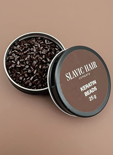 Slavic Hair 25 g Hair extension keratin granules multi-coloured (dunkel-braun) - Unparfümiert - Hypoallergen - Natürlich - Wiederverwendbar - Haarverlängerung (Hair Extension) - Unisex-Erwachsene