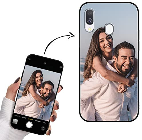 Yoedge Personalisierte Handyhülle für Samsung Galaxy A40 Hülle Selbst Gestalten mit Eigenem Foto Bild Text Personalisiert Case Individuelle Geschenk Schutzhülle Schwarz Cover für Samsung A40 5,9