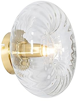 Qazqa Art Deco Wandleuchte, Wandlampe - Ayesha - Gold, Rund, max. 25W, Geeignet für LED, 27cm, Ideal als Flur und Wohnzimmerlampe