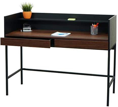 Mendler Bureau HWC-J79 tiroir 120x50cm Bois métal Aspect Noyer