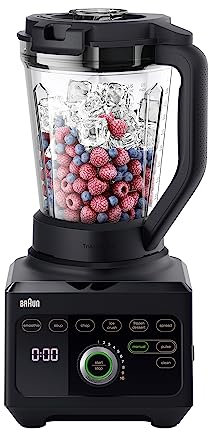 Braun PowerBlend 9 JB9040BK, Jug Blender with Unique Triangular Tritan Jug, 10 Speed + Pulse Function, PrecisionEdge Blade, Clean Program, 1600W, Black