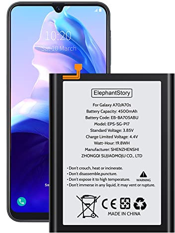 Akku für Samsung Galaxy A70/A70S [2019] SM-A705 SM-A705F SM-A707F 4500mAh Batteriecode EB-BA705ABU Li-Polymer Ersatzakku mit Werkzeugset