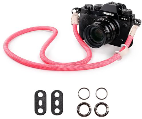VOVMOEYA Camera Strap,Camera Neck Strap shoulder strap for Fujifilm XS20 XT5 XH2S Canon EOS R6 R7 R8 R10 R50 Sony A6400 A6700 A7C II A7IV Camera Strap Rope - Pink