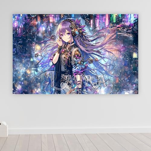 timalo Poster personalisiert mit Namen | 120 x 61 cm Anime, Cybergirl, Fantasy | Gamer Bild für die Wand Jugendzimmer Gaming Motiv für Teenager Jungen und Mädchen Zimmer