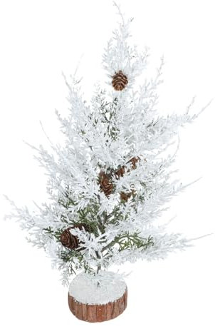 DIKACA 1stk Simulierter Fallender Schneebaum Schnee Beflockter Weihnachtsbaum Mini Geschmückter Weihnachtsbaum Künstliche Schneekiefer Mit Basis Kleiner Weihnachtsbaum Plastik Weiß