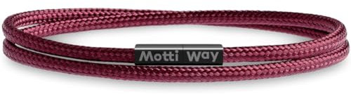Motti Way Braccialetti Magnetico Nautici Corda Rosso, Uomo E Donne Unisex Marinaio Impermeabile Bracciale, Taglia XS/S