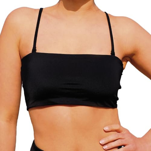 MYLILY Bikini Top Bandeau | Bandeau Reggiseni a Fascia Ladies | Spalline Removibili e Senza Spalline | Bikini Top Nero (XS)