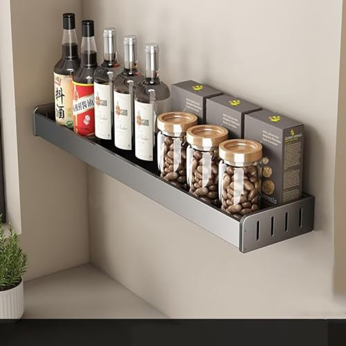 Hovoto Gewürzregal, Gewürzregal Wand ohne bohren, Gewürzregale Hängend, Gewürzregal Kleben, Gewürz Organizer für Bad und Küche, 50cm