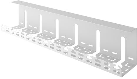 Stalflex Cable Management Under Desk Tray 600x120x100mm - Wire Organiser for Most Desks - Under Desk Shelf for Wires, Cable Strips