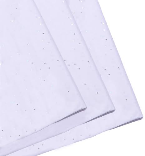 Weißes Glitzerpapier, 20 Stück, 50 x 35 m, glitzerndes Silber, Geschenkpapier für Geschenkkörbe
