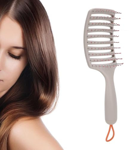 Sonew Detangler Brush, Curved Bristles Hair Brush with 8 Rows for Shiny Hair, Portable and Lightweight, for Adults and Kids