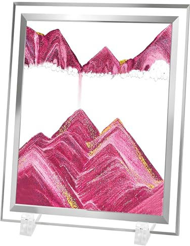 AzureLeap Sandbilder zum Drehen 3D Sandscape - die Sandkunst in Tiefsee Fließende Sandmalerei Sandbild Geschenke Sanduhr Deko Aesthetic für Büro Wohnzimmer Schreibtisch Erwachsene【10 Zoll-PINK】