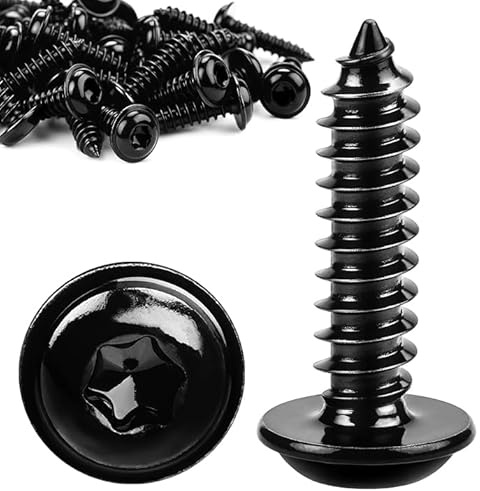 Lot de 60 vis à bois M5 x 18 mm, noires, galvanisées, à tête bombée, auto-taraudeuses, avec rondelle, pour panneaux acoustiques, en acier inoxydable 304, Torx