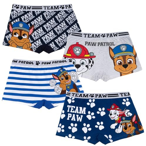 PAW PATROL Jungen 4 er Pack Boxershorts Unterhosen mit unterschiedlichen Motiven