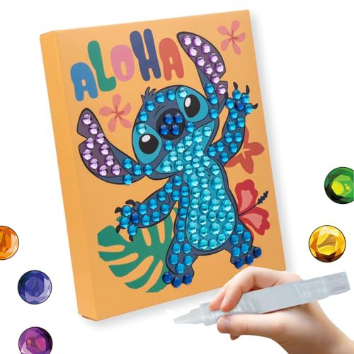 CRYSTAL ART Stitch Junior Leinwand-Set, 20 x 25 cm, große Disney-Edelsteine, 12 mm