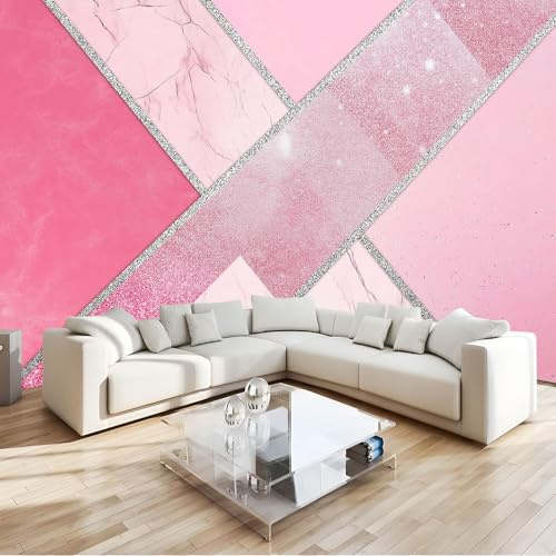 Photo Wallpaper 3D Pink Silver Marble Wall Mural Non-Woven Poster Photo Wallpaper 400x280 cm Kids Fashion Home Decoration Wall Covering Papel Mural