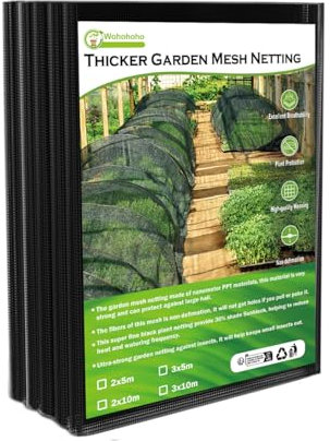 Wohohoho Stronger Garden Moustiquaire pour terrasse, balcon, porche, protection de jardin, légumes, plantes, taux d'ombrage de 33 %, 3 m x 10 m, noir