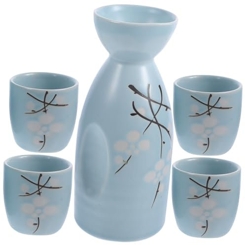Cabilock 4piezas Vino De Cerámica para Servir Sake Botella De Vino con Copas De Sake Japonesas para Uso Casa Sociales