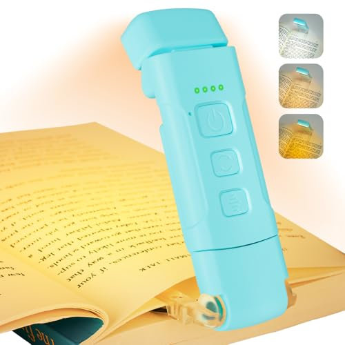 AMFUN Leselampe Buch Klemme, Leselampe Bett, LED Klemmleuchte, USB Wiederaufladbare Buchlampe mit 3 Farben, 5 Helligkeitsstufen, für Nachtlesen,Buchliebhaber,Kinder