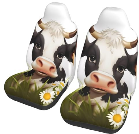 DFEPFKGOKL Niedliche Kuh – Universal-Autositzbezüge, Vordersitzbezüge, 2 Stück, einfache Reinigung und Haltbarkeit, passend für die meisten Autos, SUVs, LKWs