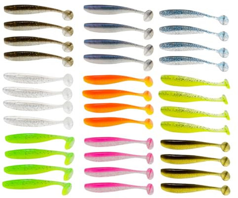 OUDQFCJ 36 pezzi esche da pesca finte in silicone morbido, set di esche da pesca in plastica morbida, esche da pesca morbide