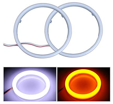 Angel Eyes,Angel Eyes Roller Auto Engel Eyes Led Auto Scheinwerfer DRL Tagfahrlicht Auto Halo Ring Angel Eyes 12V Tag Licht Blinker Weiß Gelb(80MM)