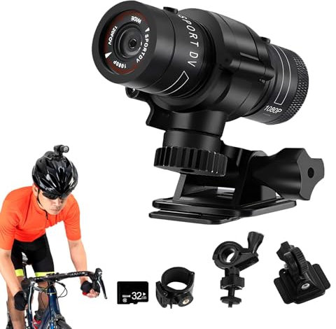 Helmet Action Camera, 1080P 720P HD Motorcycle Sports Camera 120° Wide Angle with 32G Memory Card Supports 128G SD Card Video Recording & Photo Recording for Motorcycle Bicycle Sports