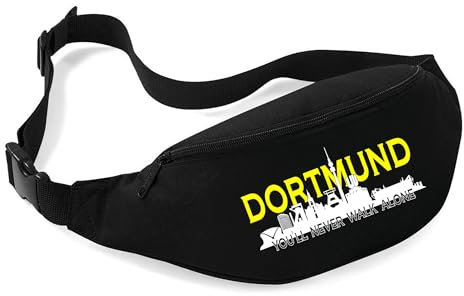 Dortmund Skyline Bauchtasche | Fußball Fan Gürteltasche mit Stadion-Motiv – Unisex Hüfttasche für Spieltag, Stadion & Fan-Outfit | Schwarz