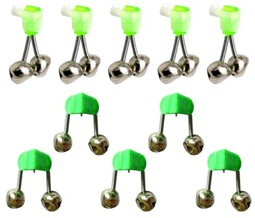 Whltzf 10pcs Angelrutenbisse Alarmfischereiglocken Alarm Für Nacht Angelruten Glocken Ringe Doppelalarmglocken
