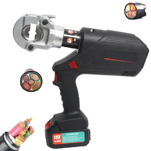 OZBME Battery Hydraulic Cable Cutter Rechargeable Pipe Crimper with 360° Rotating Clamp Head Portable Powered Crimping Pliers (300) (301)