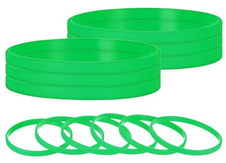 TIXIPEM Bracelets En Caoutchouc [12PCS] - Bracelets En Silicone Unis Pour Hommes Femmes Adolescents & Équipes Sportives & Événements & Salle De Sport - [Vert Lac-7.1IN Cir]