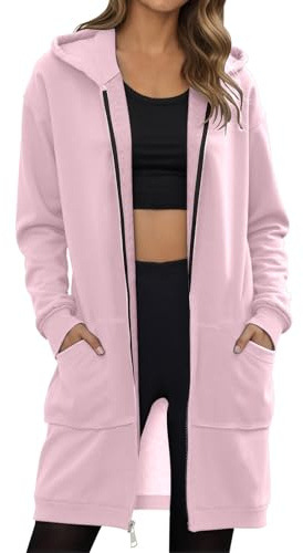 Générique Sweat-Shirt Femme Sweat à Capuche Zippé Épais Hoodie Sport Hiver Manche Longue Manteau Grande Taille Coupe-Vent Gilet Long Automne avec Poches Zip Up Sweatshirts 2025