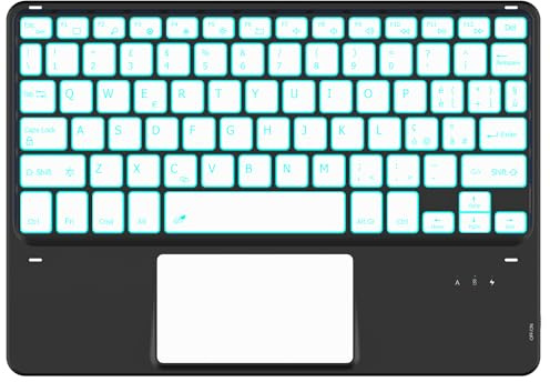 CACOE Clavier Bluetooth avec pavé tactile, sans fil avec 7 couleurs, rétroéclairé Bluetooth, compatible avec tablette Samsung/Xiaomi/Lenovo, Windows, 10 pouces, noir