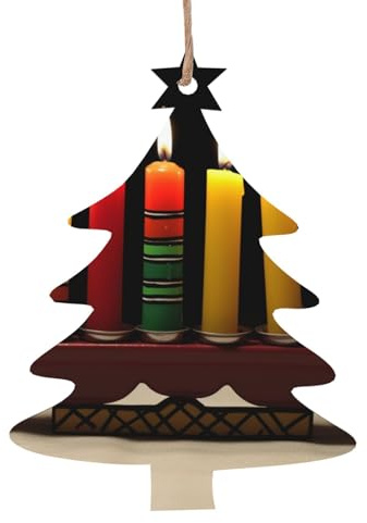 Kwanzaa Weihnachtskerzen aus Holz, zum Aufhängen, Weihnachtsbaum-Form, Weihnachtsdekoration für Neujahr, Urlaub, Party, Dekoration, 6 Stück