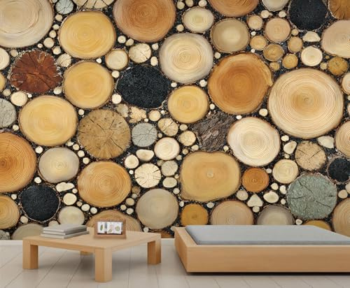 Rustic Brown Wooden Logs Murals Firewood Vintage Timber Background Wallpaper Firewood Log Pile Art Deco Wallpaper Bedroom for Bedroom Living Room Mural Poster 300 X 240 cm