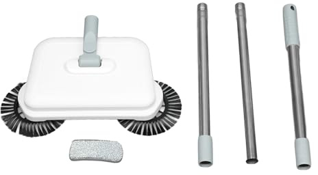Ewxdghy Handschubkehrmaschine 2 in 1 Nass-Trocken, manuelle Bodenkehrmaschine mit um 360 Grad drehbarem Kopf, leichtes, leises Reinigungswerkzeug für Holzfliesenböden, inklusive weicher