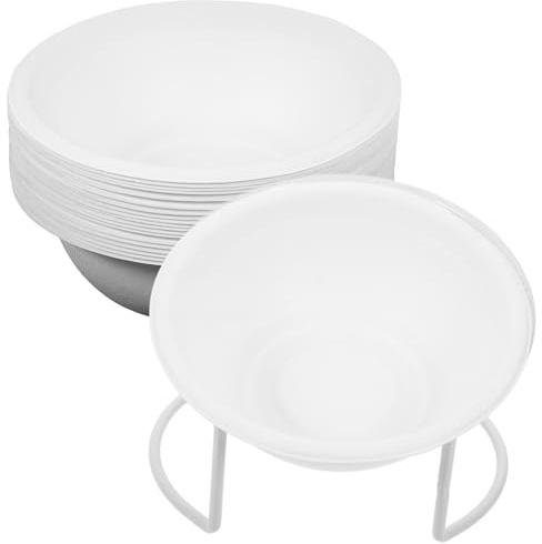 jojofuny Lot de 20 Set de Gamelles Jetables en Papier pour Chiens et Chats, Bol Multifonction pour Nourriture et Eau, Support Blanc Ouvert Inclus, pour Usage Quotidien et Voyage